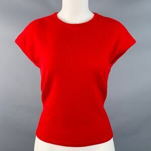 SHIRIN GUILD Size S Red Cashmere Short Sleeve Crew Neck Casual Top